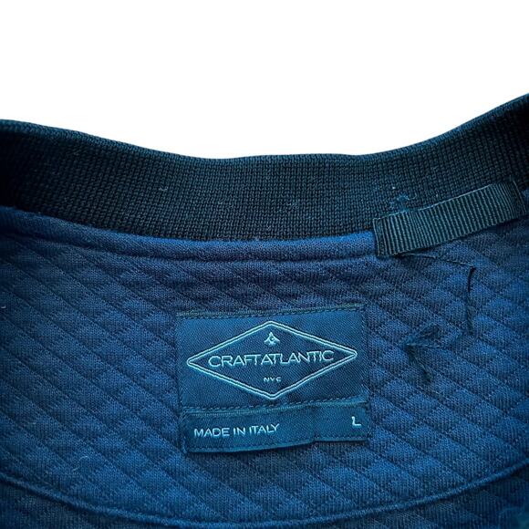 Craft Atlantic Sweater Men's Size Large Navy Blue Side Zip Textured Pullover - Picture 3 of 9